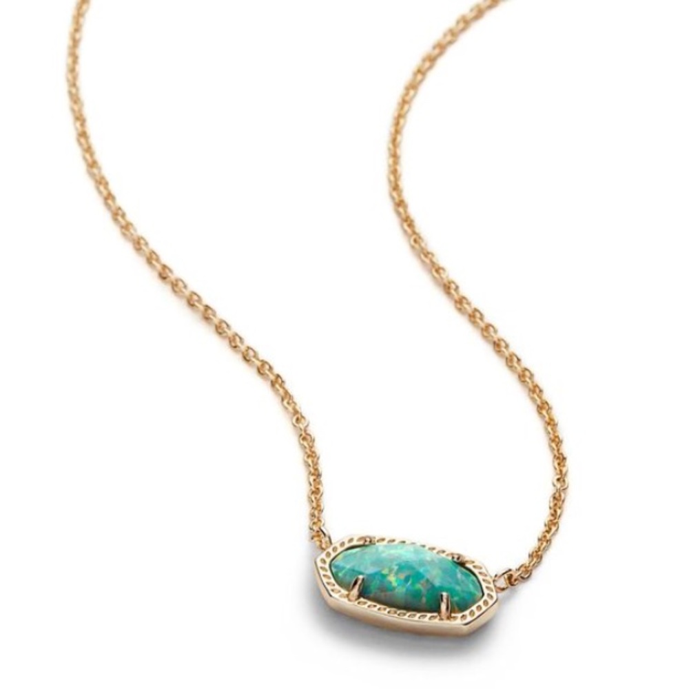 Kendra Scott Elisa Necklace-Gold/Aqua Kyocera Opal